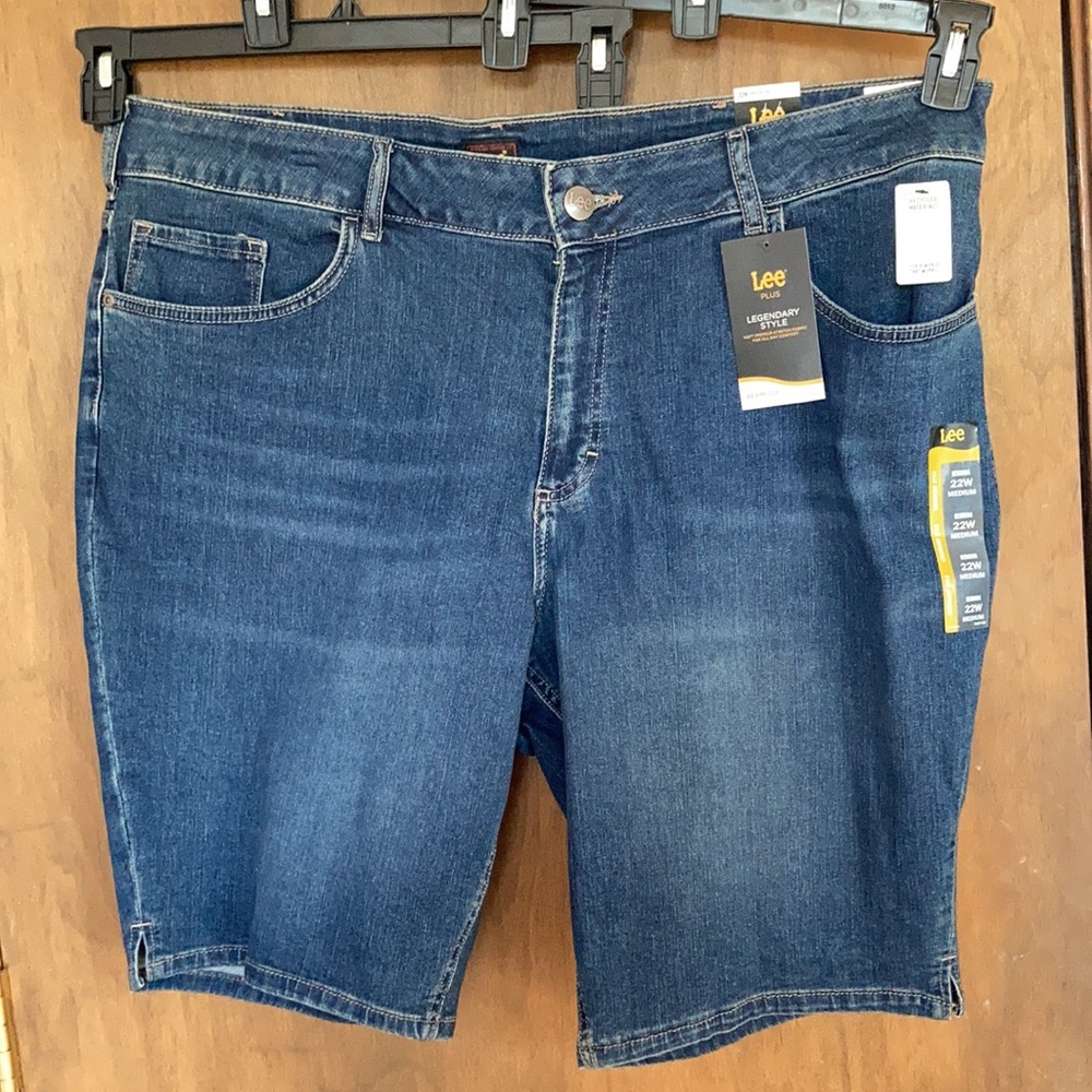 Relisted Lee midrise Bermuda short denim soft premium stretch fabric 22W - Picture 5 of 17